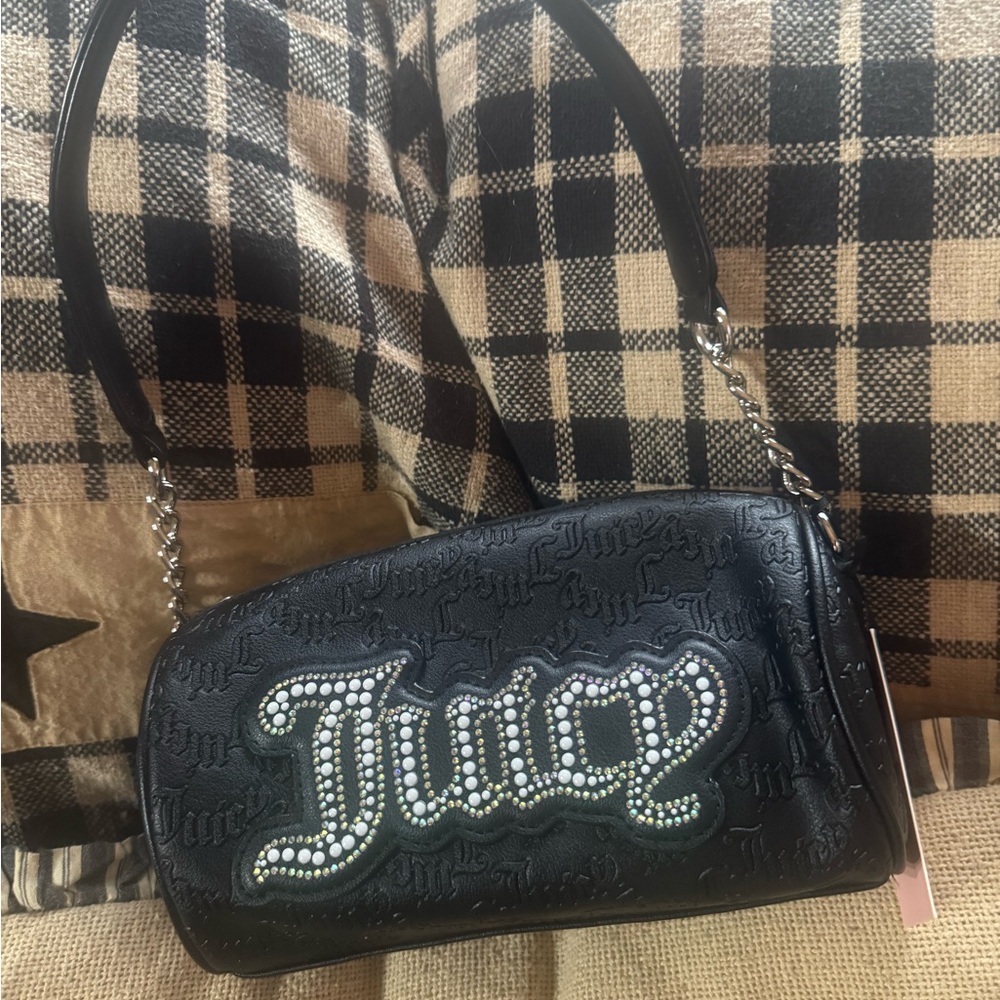 Juicy Couture Black and Silver Embellished Shoulder Bag